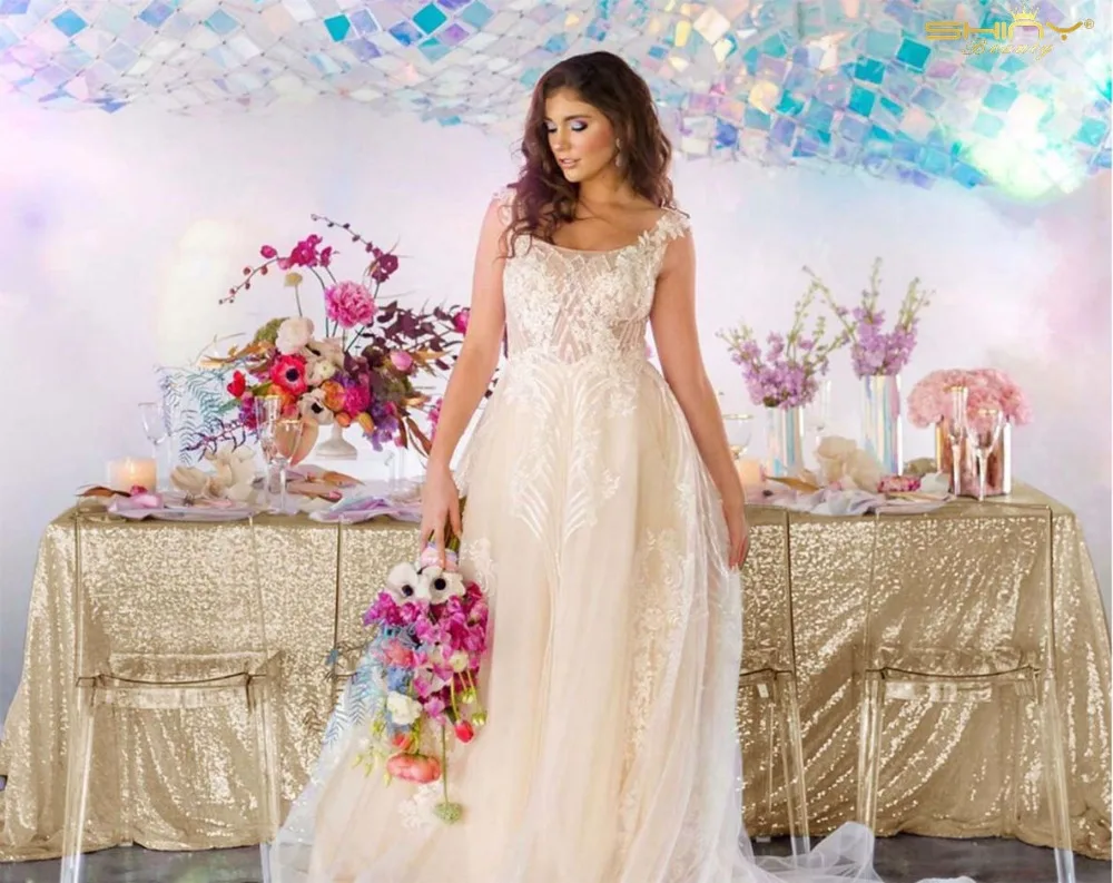 ShinyBeauty 48x72 дюймовая квадратная светло Золотая скатерть с блестками для Дня