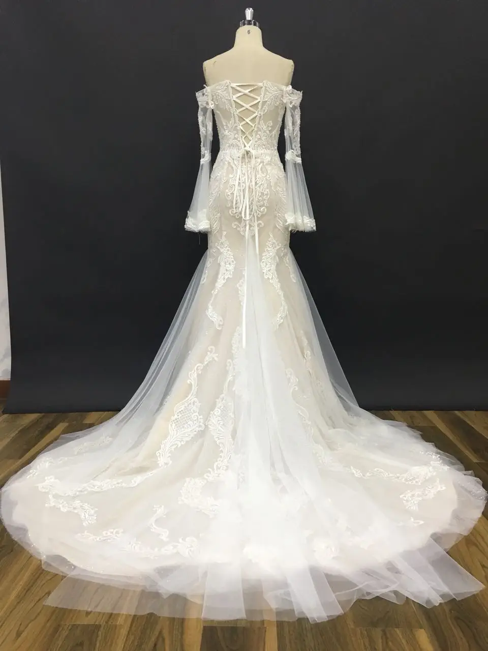 CloverBridal высокое качество 2017 популярное платье русалка 3D кружева полные рукава в