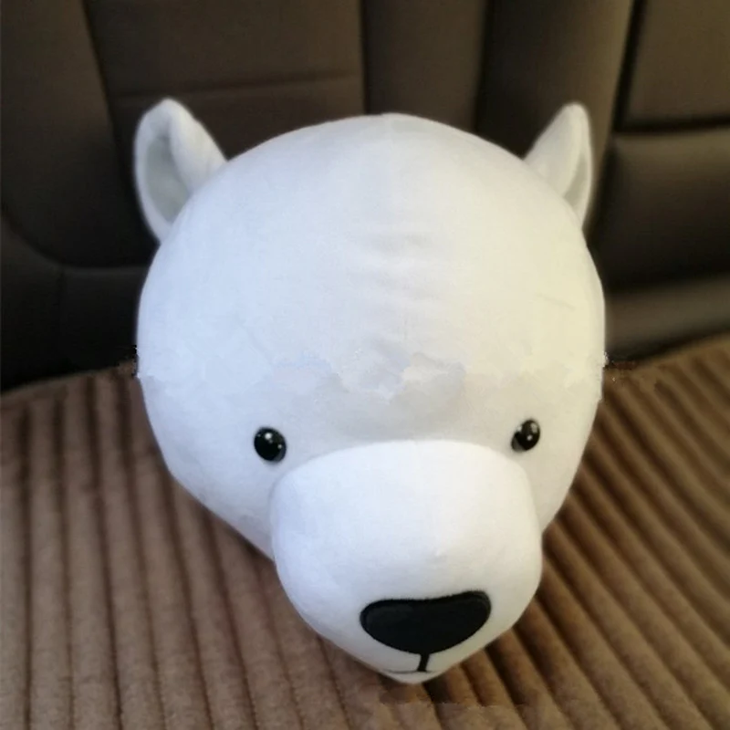 Bear Голова Животного Плюшевая Кукла Детская кроватка слон плюшевая игрушка Новорожденные взрослые дети подушка кукла постельные принадлежности украшение стены куклы - Цвет: Bear