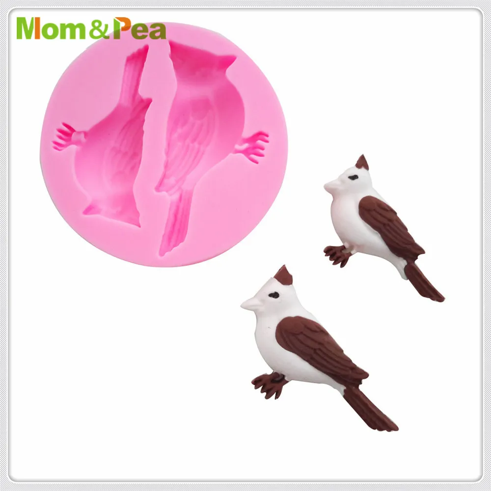 Mom &amp Pea MPA1925 2-Bird силиконовая форма для украшения торта помадка 3D пищевых