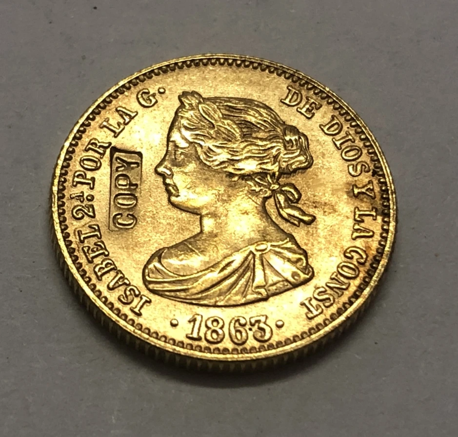 

1863 Испания 40 реалов-Isbel II копия монет