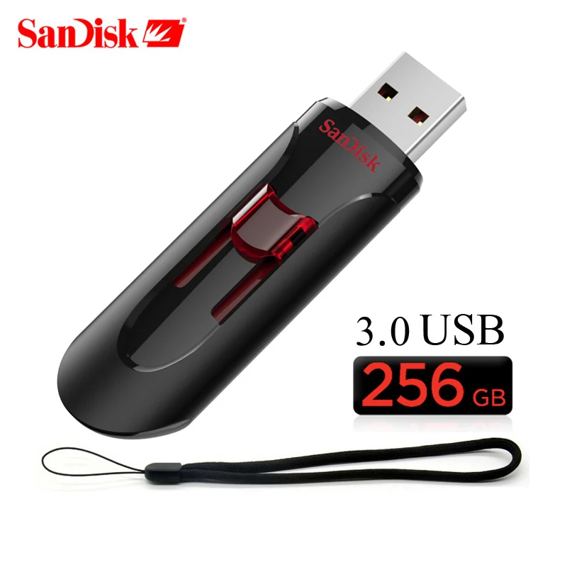 SanDisk Cruzer Glide USB флэш-накопитель 64 Гб 128 ГБ 32 ГБ 256 ГБ миниатюрный USB флеш-накопитель 3,0 до 130 МБ/с./с Флэшка высокоскоростная USB флешка 16G
