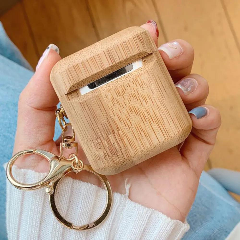 KISSCASE шикарный деревянный наушник Чехол Коробка для Apple AirPods 2 деревянные зарядки наушники Чехлы для Airpods защитный чехол наушники