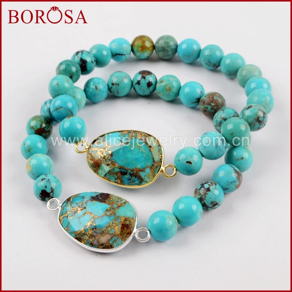 BOROSA 1/2/3 шт Золото/Серебро Цвет Медь натуральная бирюза граненый с 8 мм натуральной