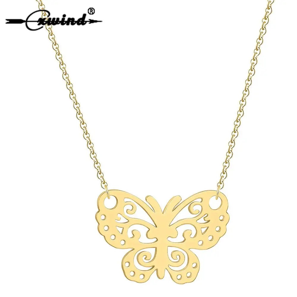 

Cxwind New Hot Hollow Engrave Butterfly Chain Necklace Luxurious Animal Butterfly Pendant Fashion for Women Loving Gift Jewelry