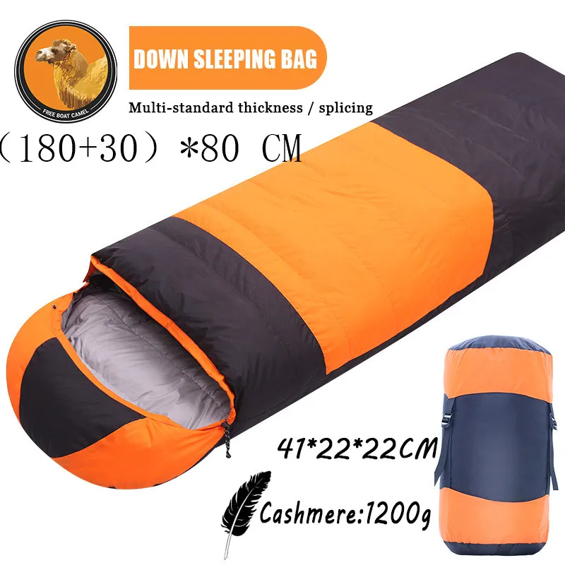 Orange 1200 4 сезона Открытый Кемпинг спальный мешок легкий взрослых спальный мешок водонепроницаемый палатка компактный спальный мешок мужской рюкзак костюм - Цвет: Orange 1200