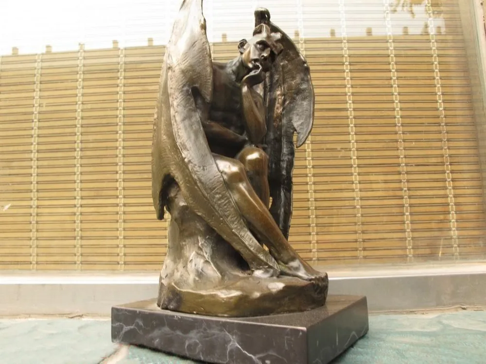 14 &quotпавший ангел крыло сатана демоны мраморная Бронзовая статуя Бэтмена|art|arts and