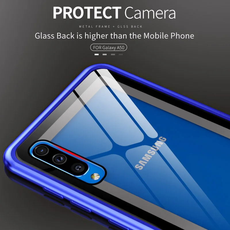 Металлический Чехол-Бампер для Samsung Galaxy A50 чехол прозрачная Роскошная задняя