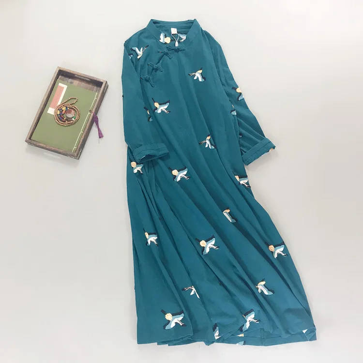 chinese traditional dress qipao women cheongsam chinese style female embroidery crane chinese oriental dress