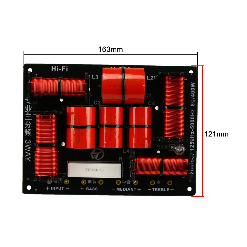 GHXAMP 400 Вт 3 Way кроссовер Hifi твитер Midange НЧ-динамик Динамик кроссовер 1250 H/5000 Гц с Пронзительный защита Купальный костюм из 1 шт
