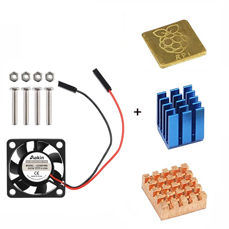 

Raspberry Pi 3 / Pi 2 Model B RPI B 5V / 3.3V Cooling Fan With Screws Raspberry Pi Heat Sink 1 Aluminum With 2 Copper