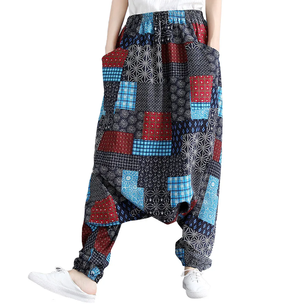 Womail, женские брюки, летняя мода, Boho, хиппи, для девушек, с принтом, свободные штаны, мешковатые брюки, высокая талия, длинные штаны, пляжные,, M531