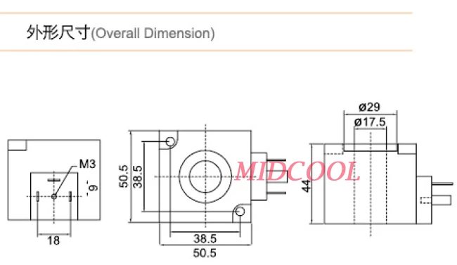 

KQ series magnetic DIN43650A plug 3 solenoid valve coil Inside diameter 17.5mm 12v 24v 110v 220v large type