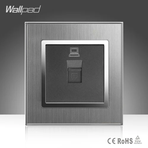 

DATA Socket Wallpad 110-250V Satin Metal Frame UK EU NET RJ45 Lan Cable DATA Net Jack Plug Port Wall Socket Free Shipping
