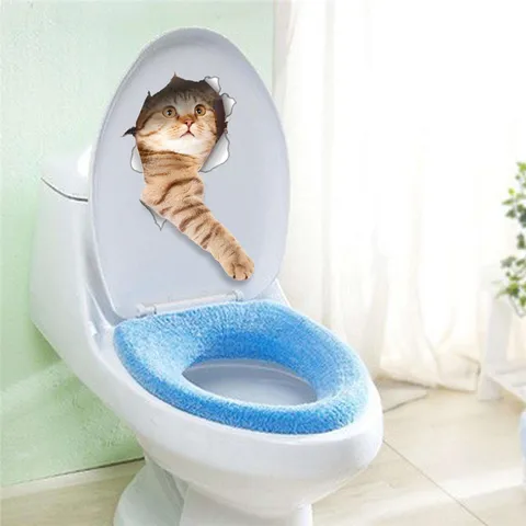 DIY 3D Забавный Кот ванная комната фотообои виниловая роспись домашний декор детский подарок обои