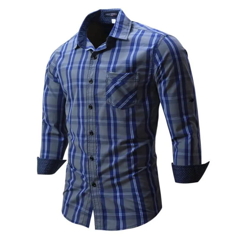Camisa masculina 2017 Мужская Мода Рубашки в клетку Повседневная рубашка с длинным рукавом