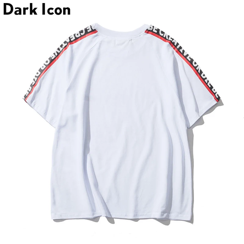 DARK ICON быть креативным или Die on Sleeve оверсайз с открытыми плечами Мужская футболка с коротким рукавом летняя уличная одежда хип-хоп футболки
