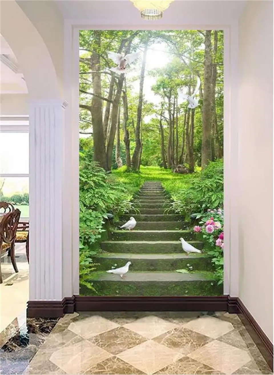 3d обои по индивидуальному размеру фотообои для гостиной крыльца Лесной путь