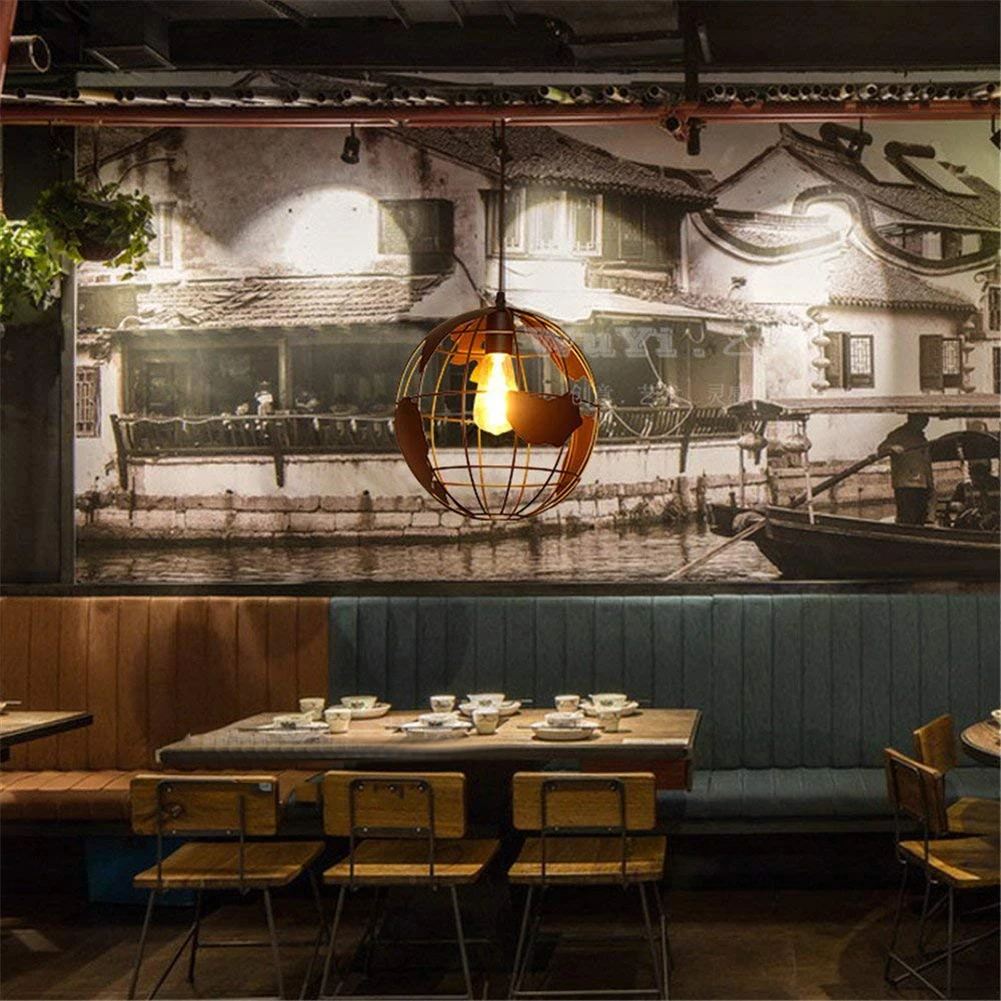 Форма Земли промышленные винтажные люстры простой из кованого железа подвесной Лофт подвесной потолочный светильник для помещений