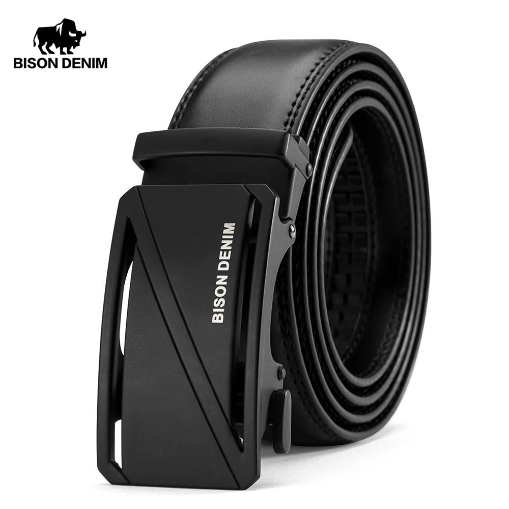 BISON DENIM Роскошный кожаный ремень мужской из натуральной кожи брендовые