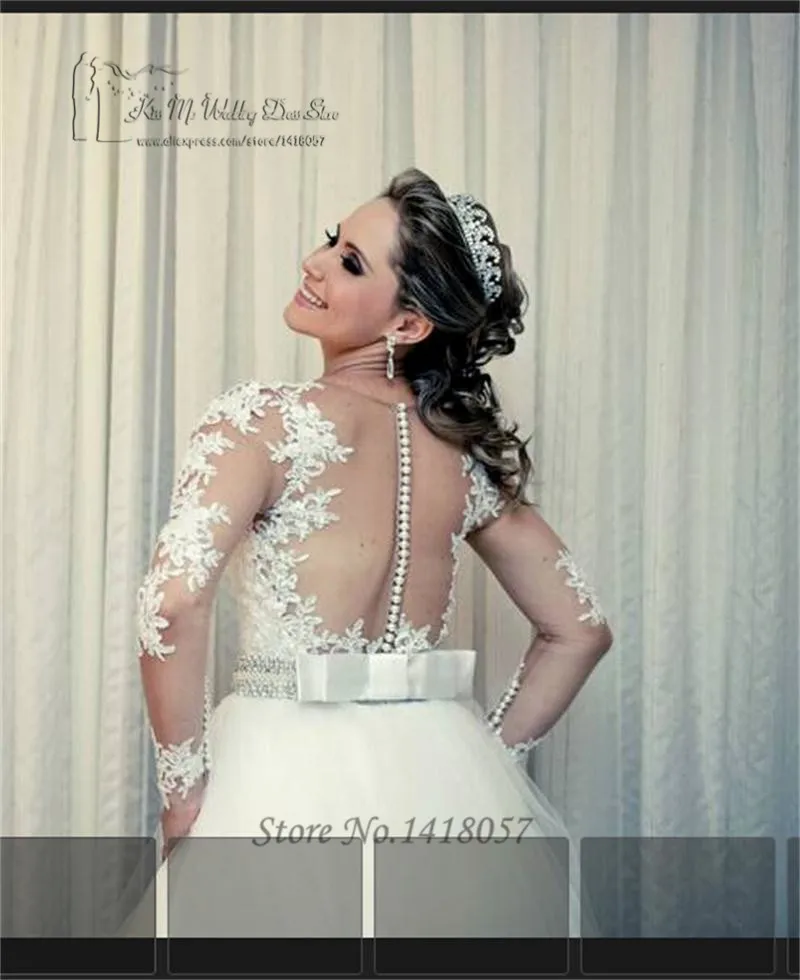 Vestido de Noiva романтичное зимнее свадебное платье с длинными рукавами кружевное