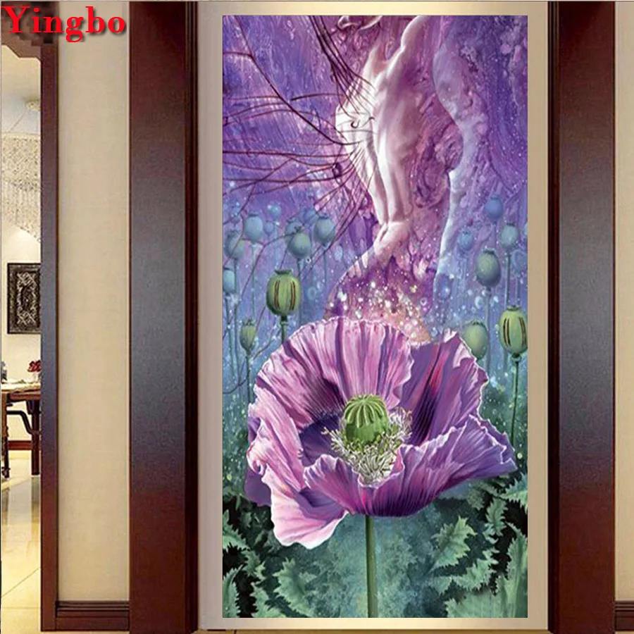 5d Вышивка крестом Алмазная картина полная дрель квадратное женское тело Лотос