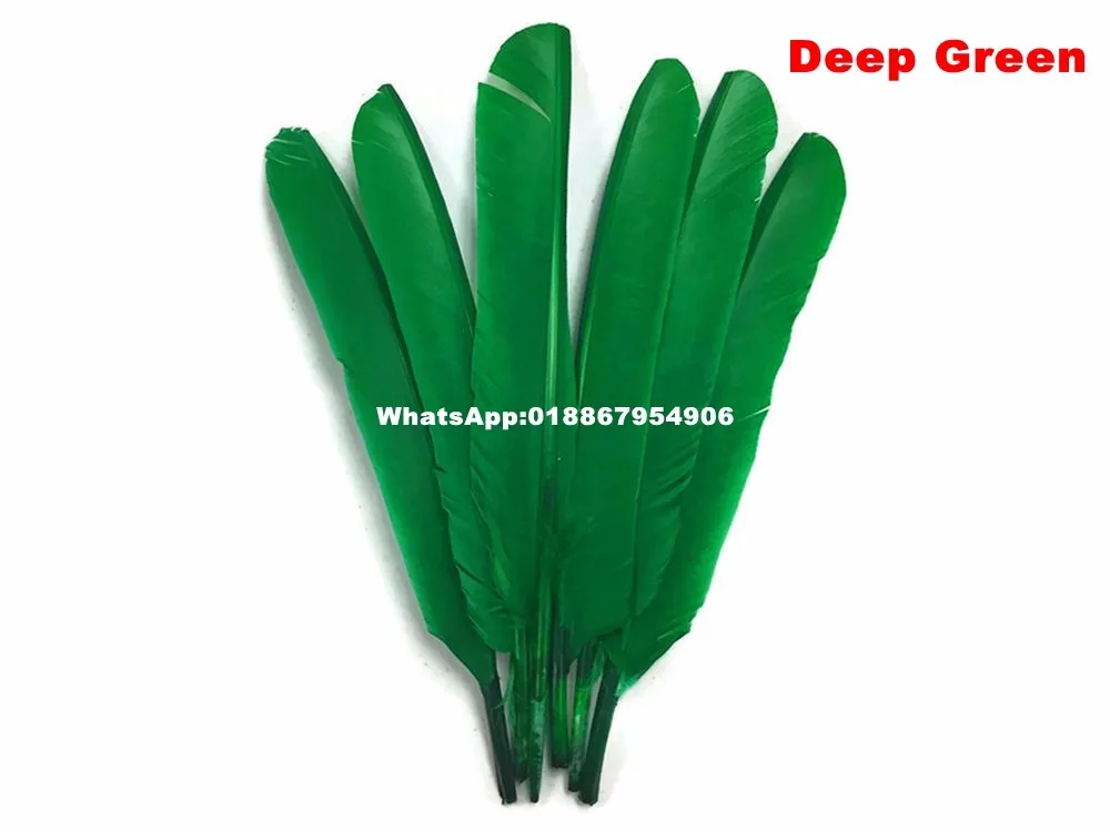 

Free shipping 50pcs 25-35cm /10-14inch Deep Green goose flight wing feather for wedding decoration