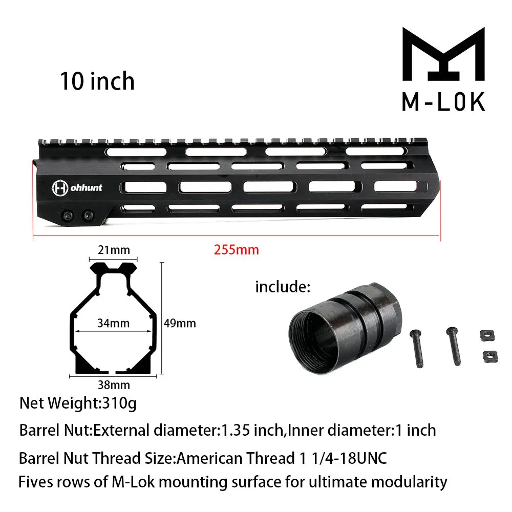MIDG-10CUN " 9" 1" 12" 13," 15" 1" дюймовый AR15 свободном M-LOK цевье для винтовки для охоты тактический прицел крепление w Сталь гайка - Цвет: MIDG-10CUN