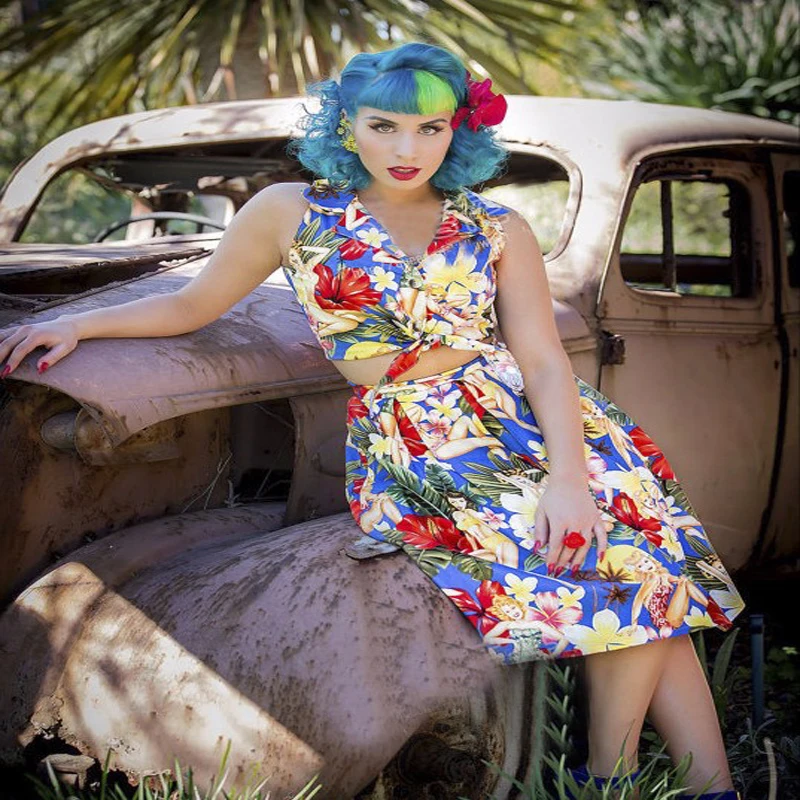 50x140 см восхитительная Сексуальная Гавайская леди напечатанная хлопчатобумажная