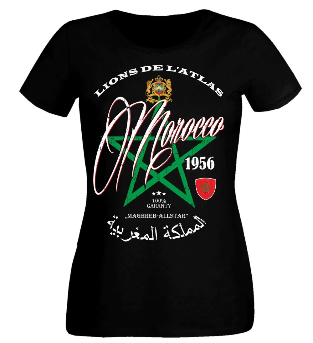 Marokko Women'S Footballer Soccers T-Shirt - Morocco 2019 Lions 2019 Short Sleeve Cotton Women Clothing Tops Homme Basic Tshirt