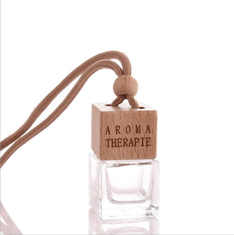 

Clear Perfume Bottles With Wooden Lid Home Car Hanging Air Freshener Perfume Fragrance Small Glass Empty Glass Bottle