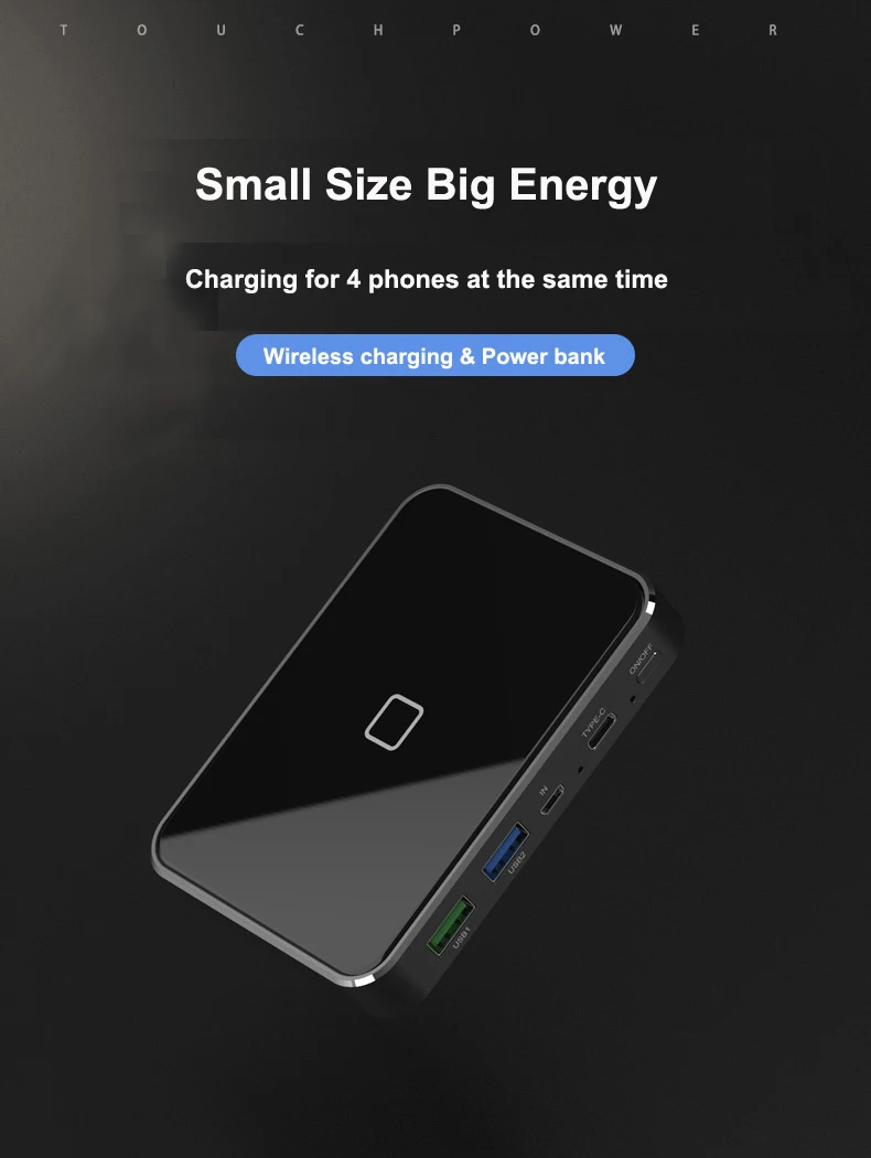 RIY Graphene двусторонний PD 18 QC 3,0 quick charge 20000MAH lcd Беспроводной внешний аккумулятор с портативным 60W адаптером зарядного устройства для мобильного телефона