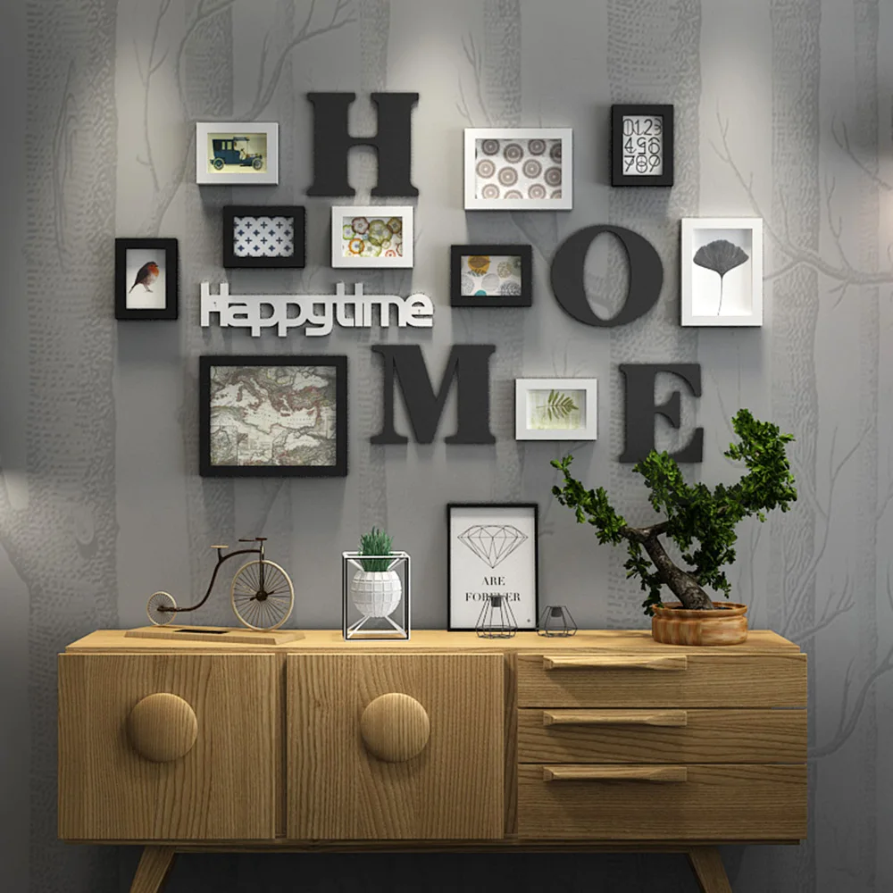 Твердая древесина большие рамки для картин Современная Гостиная мода картина фоторамка набор деревянных букв украшение стены дома сделай сам