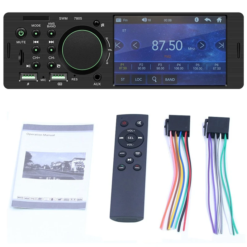 1Din 4 1 дюймовый сенсорный экран Tft стерео Mp5 плеер Fm радио Bt4.0 Usb Aux Rca с дистанционным