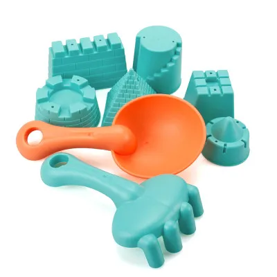 8 pcs Мягкая резиновая пляжная игрушка песочный песчаник детская пляжная игрушка Лопата грабли ведро грабли для песка колесо лучший подарок для ребенка и безобидность - Цвет: 8 pcs