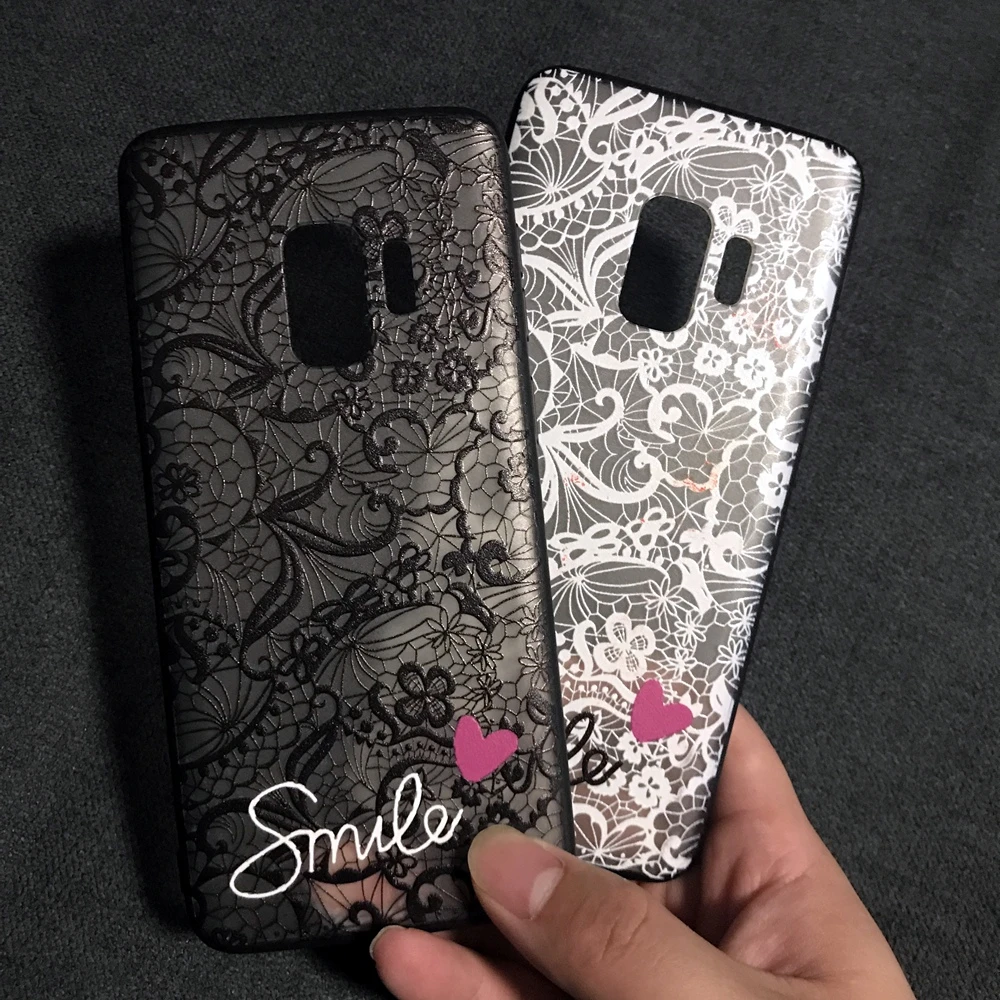 Мягкий силиконовый чехол с кружевным цветочным узором для SAMSUNG GALAXY S6 S7 Edge S8 S9 J3 J5 J7