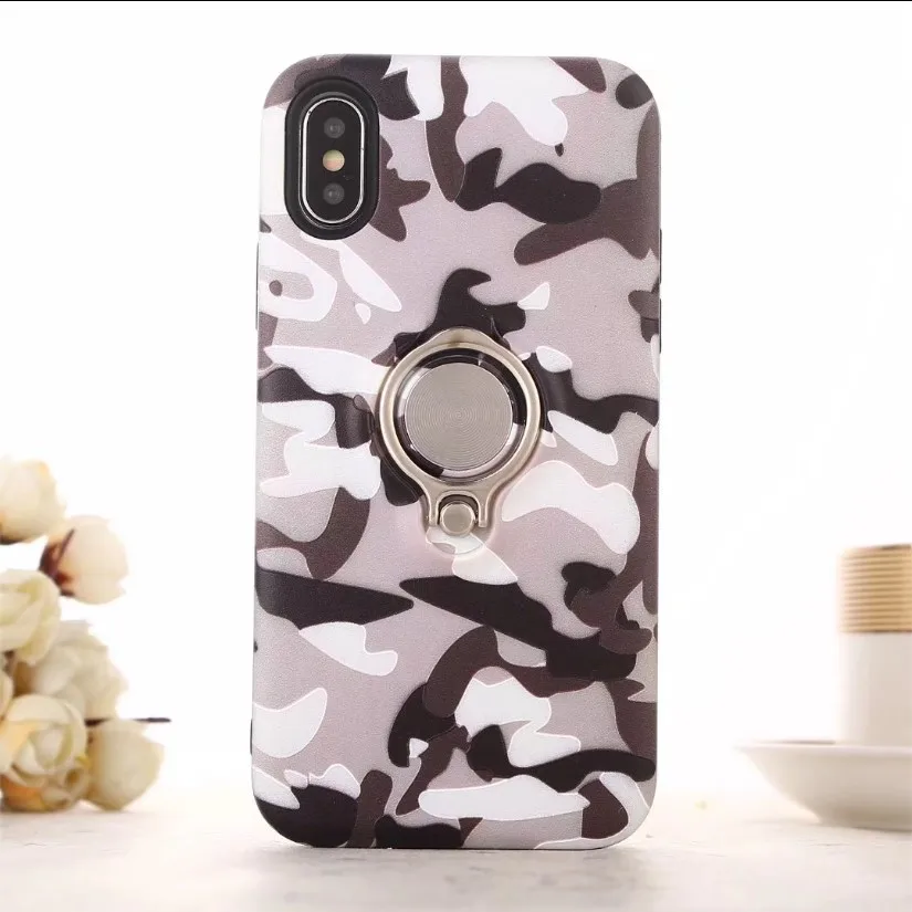 3D камуфляж Kickstand автомобиля магнит магнитное кольцо чехол для iPhone X 6 S 7 8 плюс