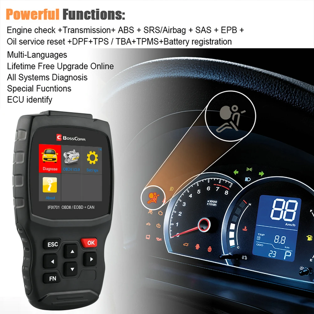 Autek IFIX701 полная система OBD2 автомобильный сканер ABS SRS EPB DPF Сброс обслуживания масла