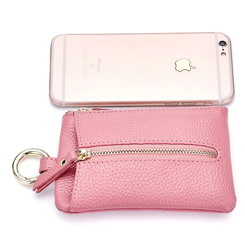 Женский кошелек для ключей на молнии бумажник из натуральной кожи мелочи