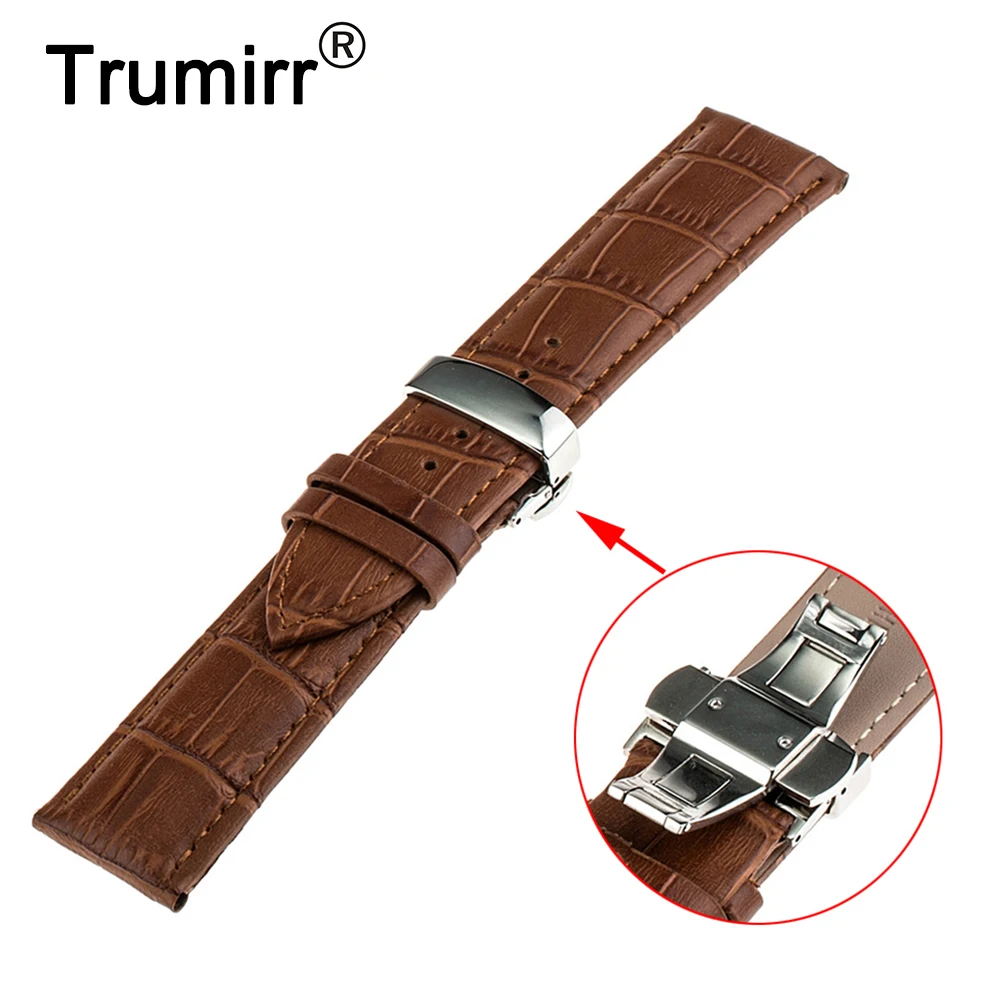 Ремешок из натуральной кожи для часов Asus Zenwatch 1 2 22 мм ремешок с пряжкой-бабочкой |