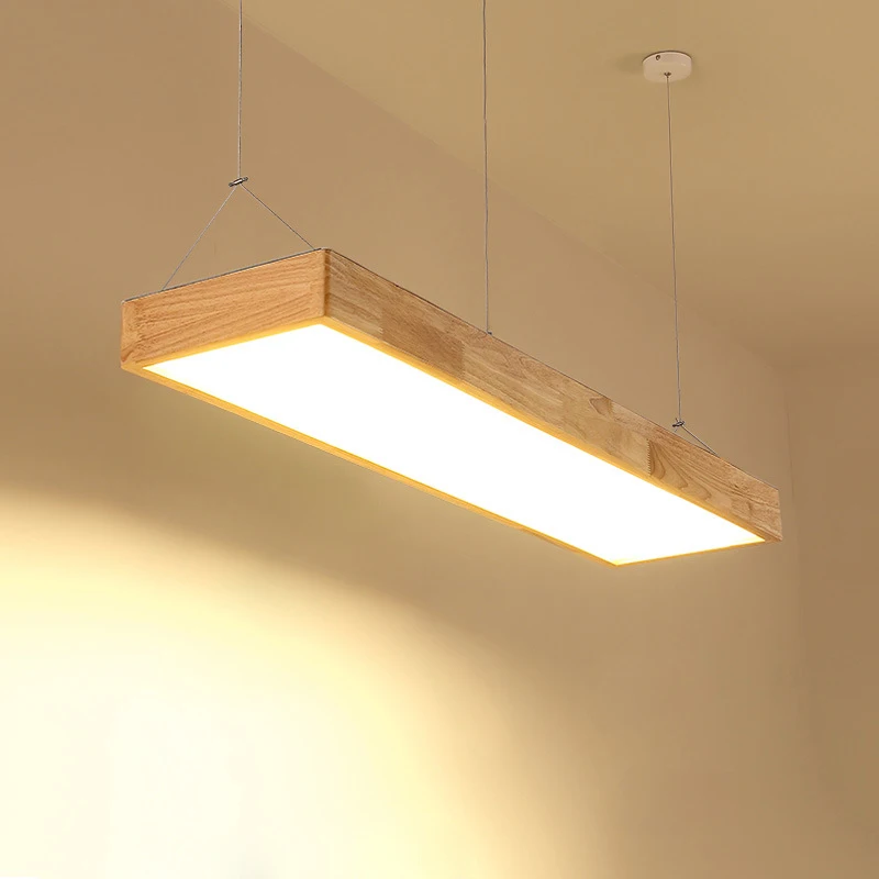 Скандинавские подвесные светильники деревянные с акриловым абажуром офисный