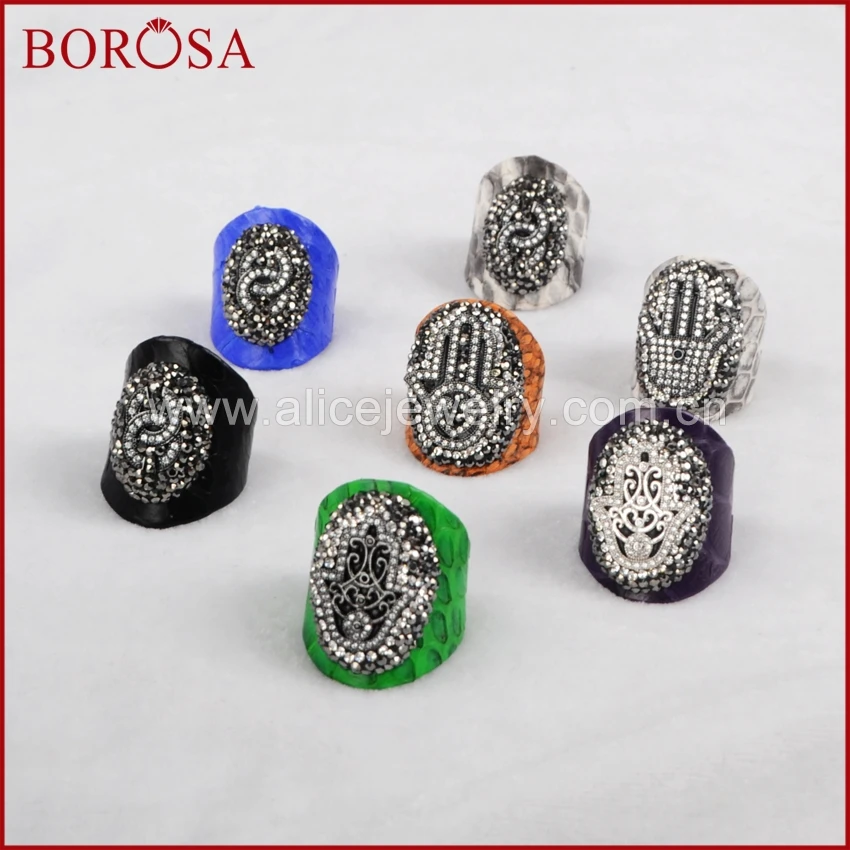 

BOROSA Round Snake Skin Rhinestone Pave Multi-kind Pattern Ring for Party Free Shipping JAB547