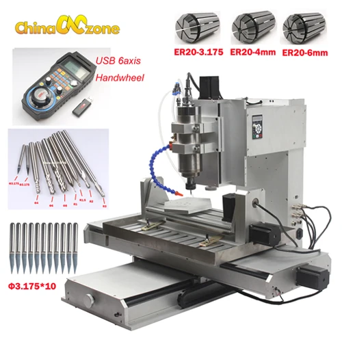 Machine with cutters CNC 5 осевой фрезерный станок гравировальный станок CNC 6040 Mach3 USB шариковый винт CNC Тип столба дерево алюминий медь металл фрезерный станок - Цвет: Machine with cutters