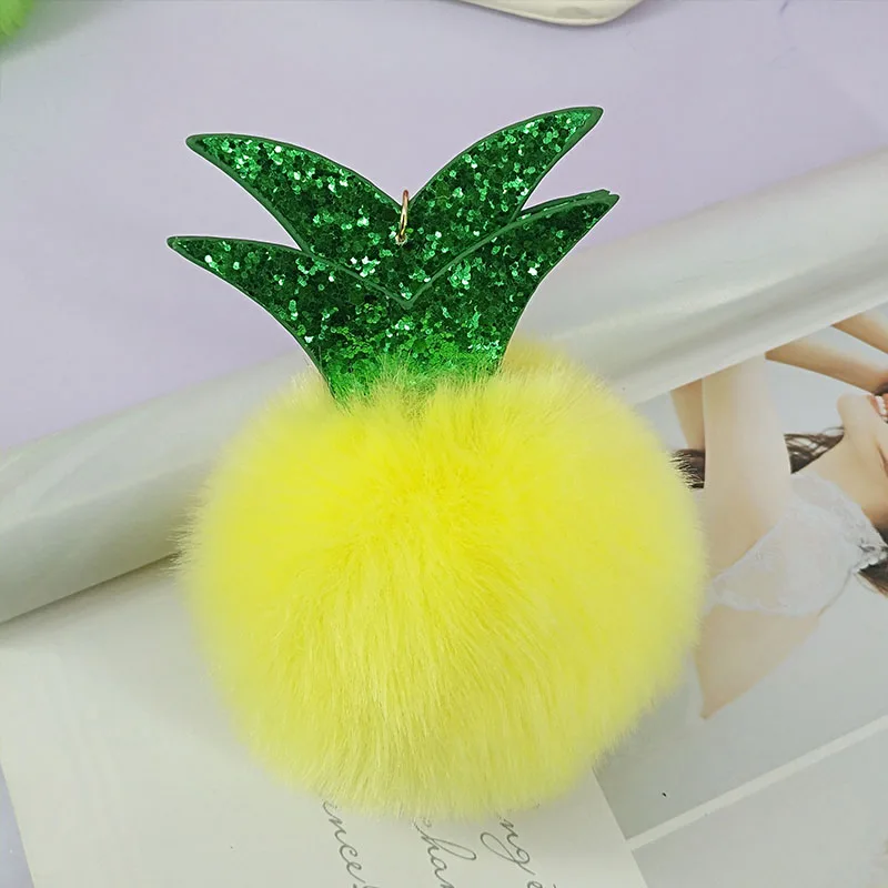 Mini Pineapple Puffy Ball Key Chains Handmade Pompom Pendant Jewelry Charms Ring Bags Decor Ornament Keychain Toys Gift | Ювелирные