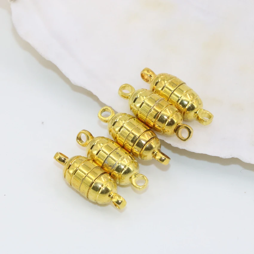 Заводская розетка элегантная 5*15 мм форма бочонка золотой цвет магнитная