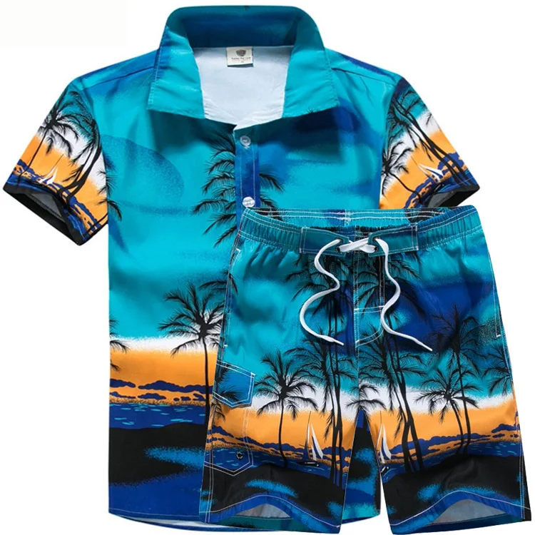 Кокосовое дерево мужская футболка поло шорты набор Гавайский ахола|Мужские
