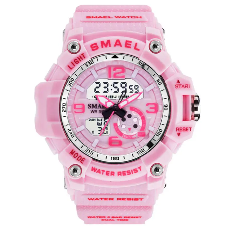 pink SMAEL новые модные женские спортивные цифровые часы мужские водонепроницаемые военные детские Студенческие часы женские кварцевые часы Relogio Feminino - Цвет: pink