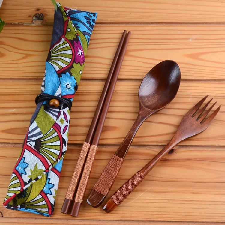 10 компл./упак. деревянная портативная посуда наборы Творческая вилка для