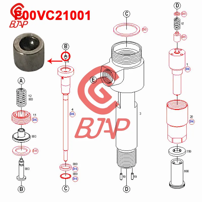 F00VC21001 FOOVC21001 оригинальный и дизельный инжектор контрольный клапан шаровое