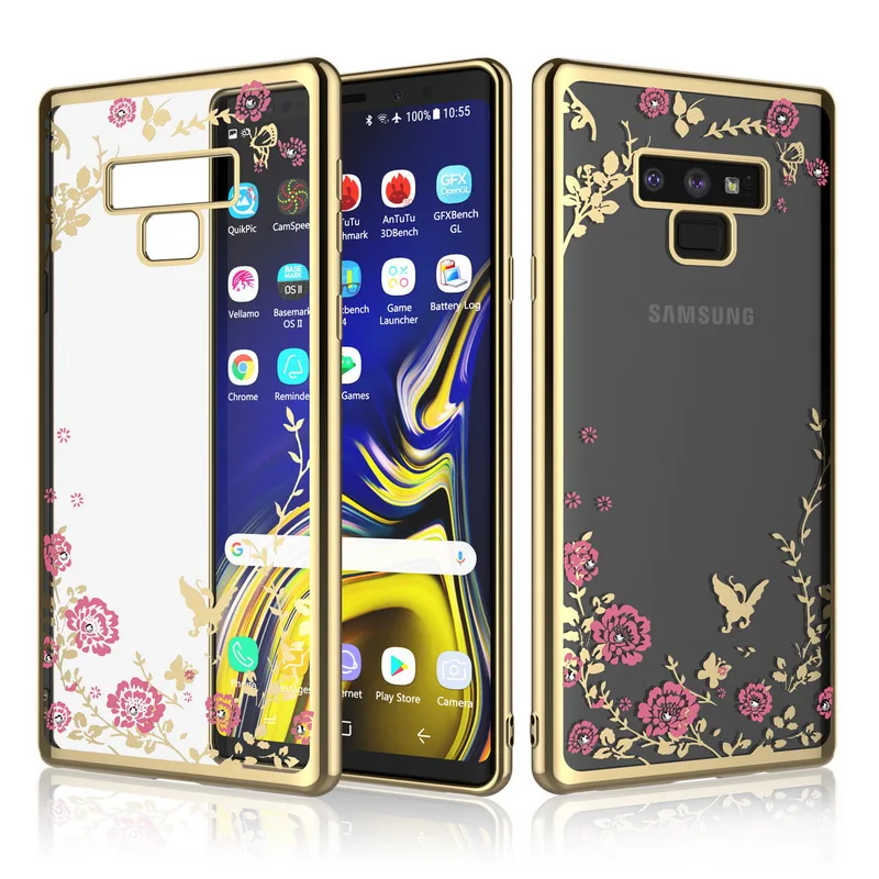 Роскошный чехол подставка из ТПУ с цветочным рисунком для Samsung A6 A8 S8 S9 S10 Plus S10e Note 9 8